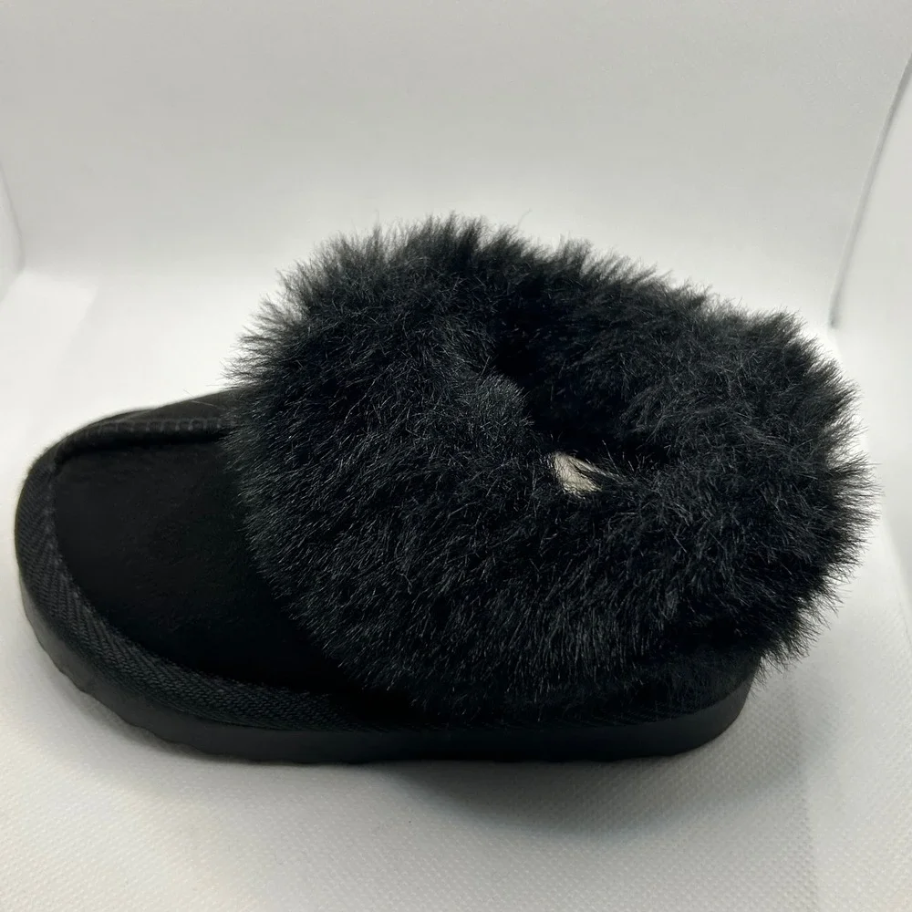 Black Suede Faux Fur Lined kids Boots Size 5 Target Winter Pull On‎ Outdoor